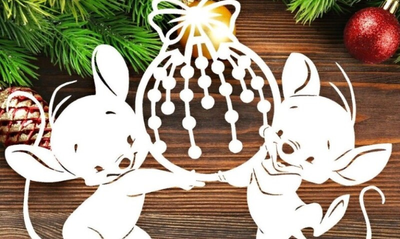 Трафареты крысы (мыши) на окно к Новому году 2020 для вырезания из бумаги