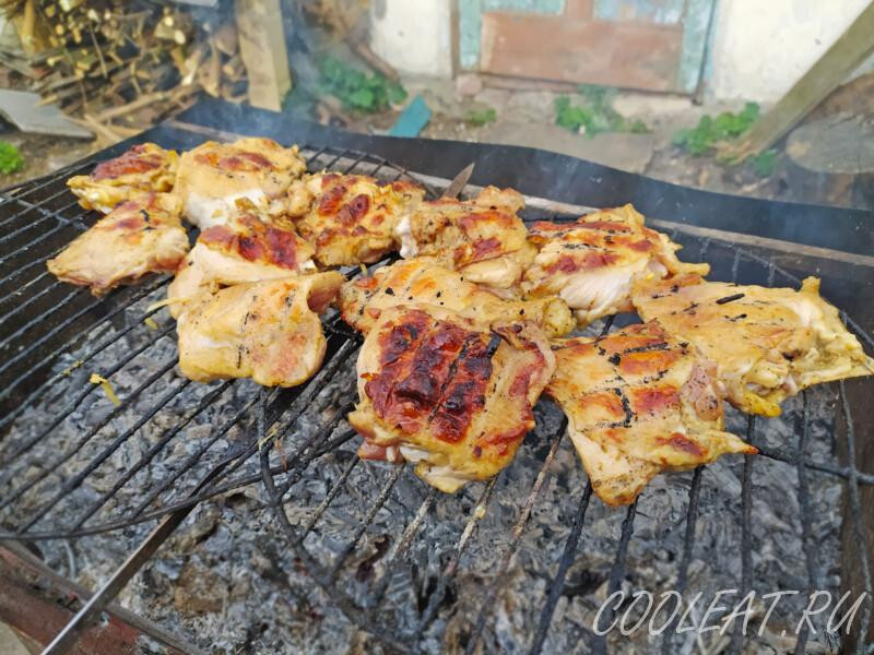 Шашлык из куриных бедрышек + рецепт маринада